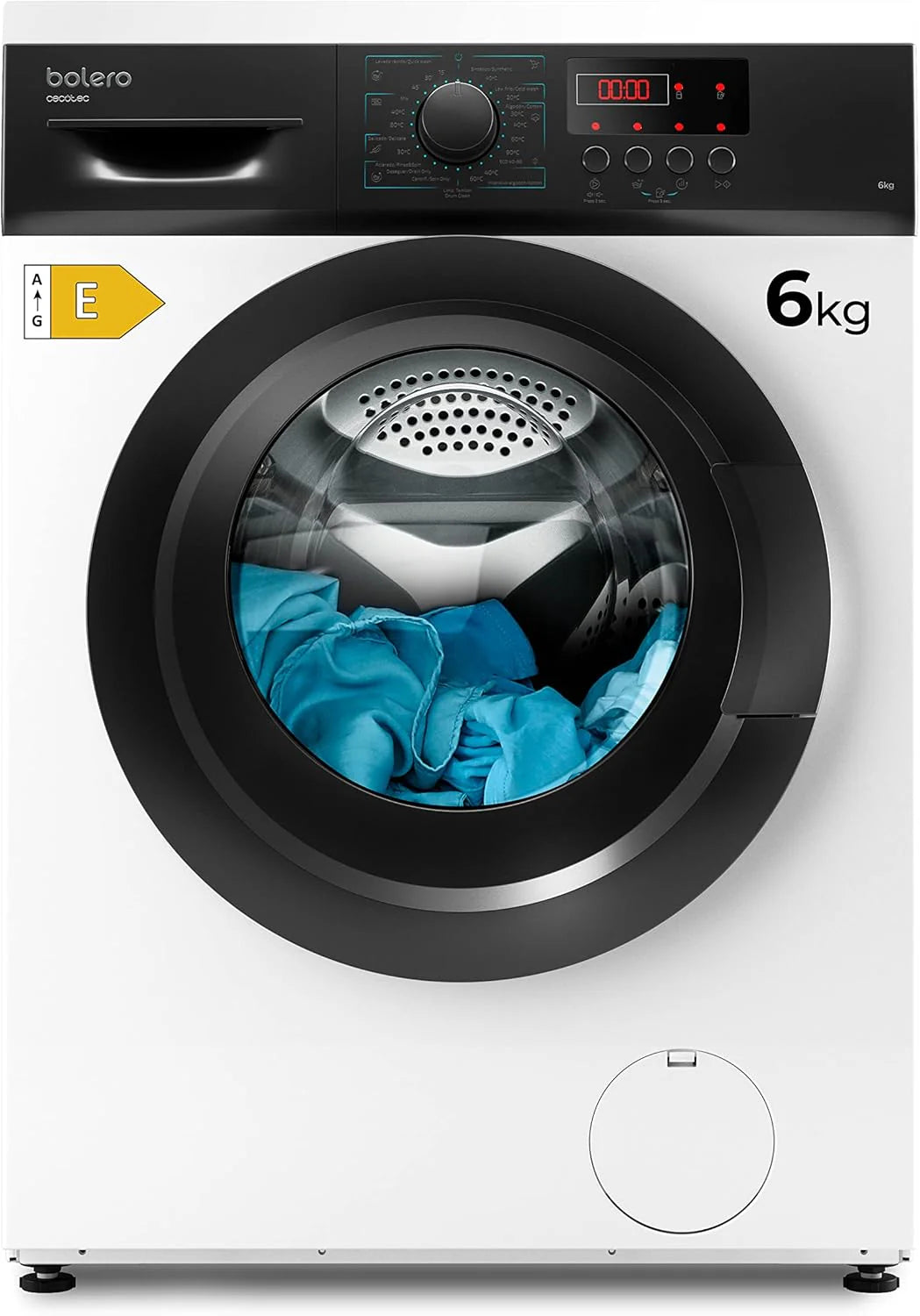 Cecotec Washing machine 6 kg Front Load Bolero DressCode 620 Inverter. 1000RPM, 16 Programs, Low Consumption, Inverter Plus Motor, Steam Function, Pre-Wash, Quick Program 15', Spa Care and Delay Start