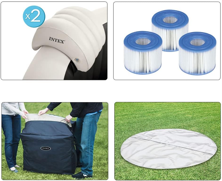 Intex Spa hinchable 4 personas octogonal, Burbujas Deluxe y chorros de agua (55081)