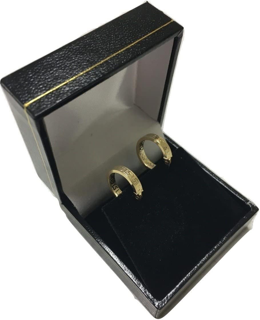 Pequeños pendientes de aro con llave griega de oro amarillo de 18 quilates/750 diamantados (2 x 14 mm Ø) - PRI37A