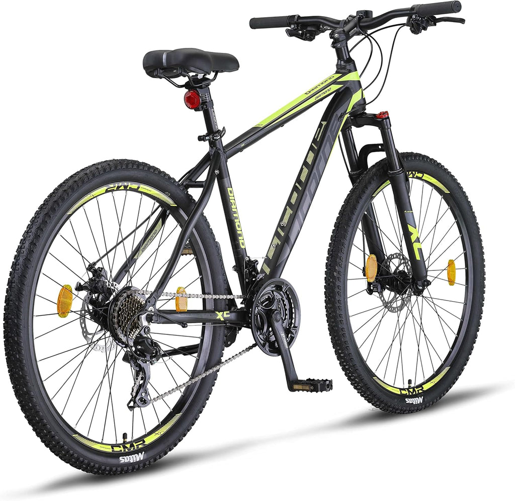 Licorne Bike Diamond Premium - Bicicleta de montaña de aluminio para niños, niñas, hombres y mujeres, cambio de 21 velocidades, freno de disco, horquilla delantera ajustable de 26, 27,5 y 29 pulgadas