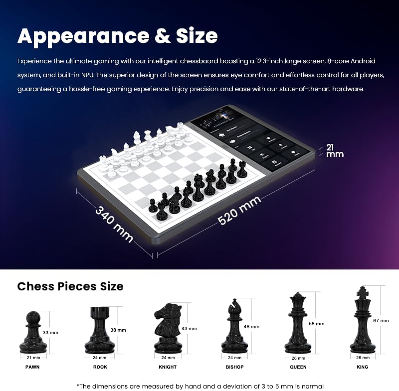 Chessnut EVO AI Chessboard - Motor Maia Integrado, BOT de ajedrez Personalizable, reconocimiento Completo de Piezas, soporta Plataformas Principales, diseño Inteligente Todo en uno