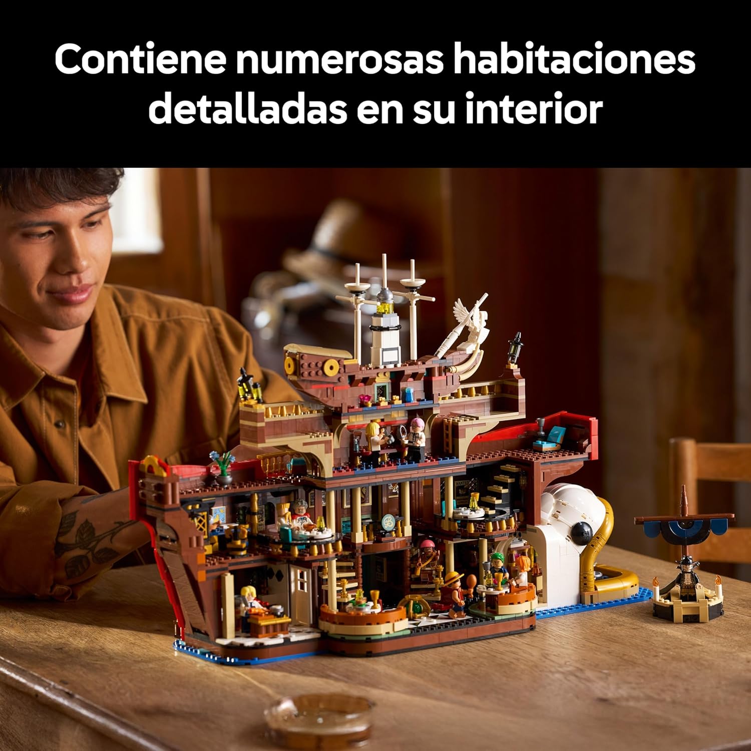 One Piece Restaurante Flotante Baratie - Maqueta de Barco para Adultos - Decoración Anime con Interior Detallado y 10 Minifiguras Inc. Luffy, Nami y Sanji - Regalo para Fans 75640