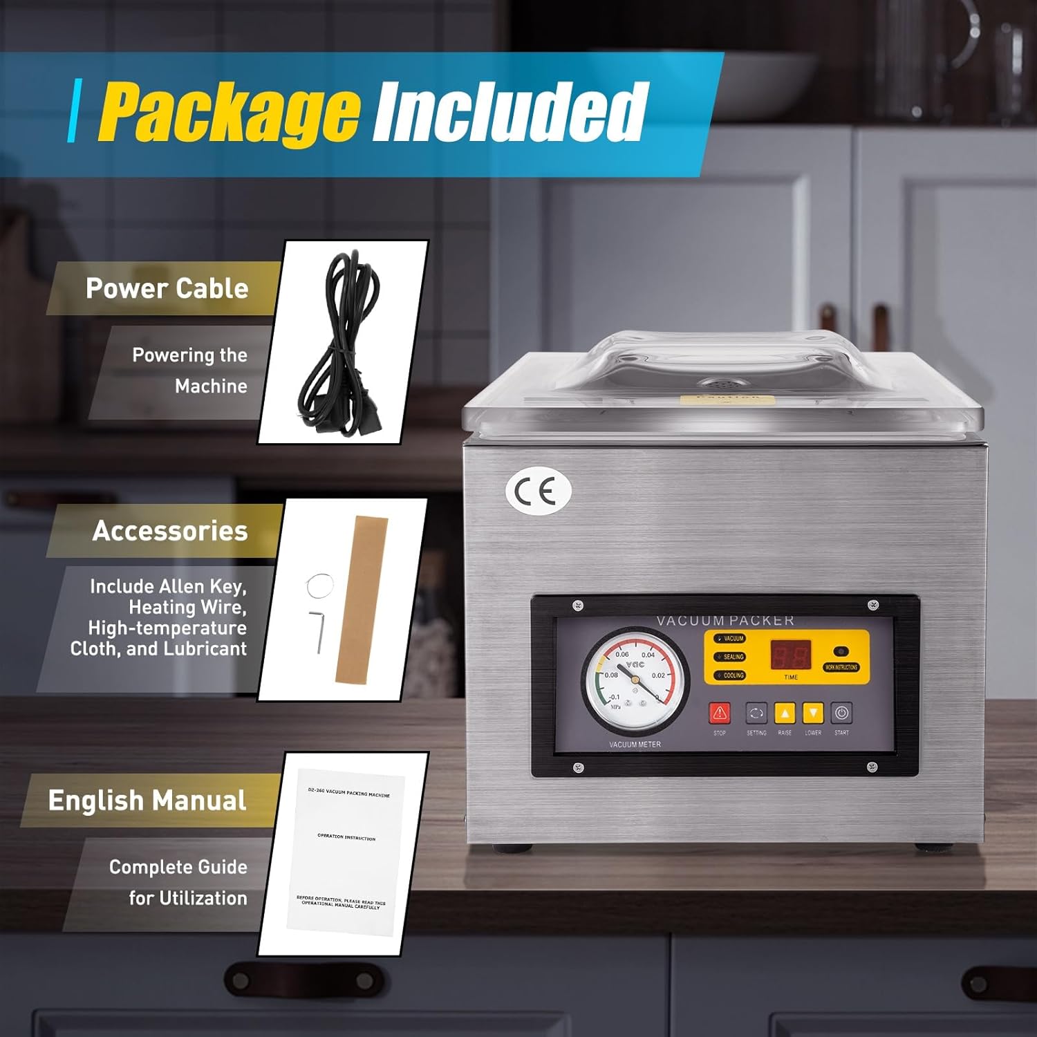 DZ-260S - Envasadora al vacío profesional de 5 litros para líquidos, máquina de vacío para sellado al vacío para sellado de alimentos, ideal para restaurantes