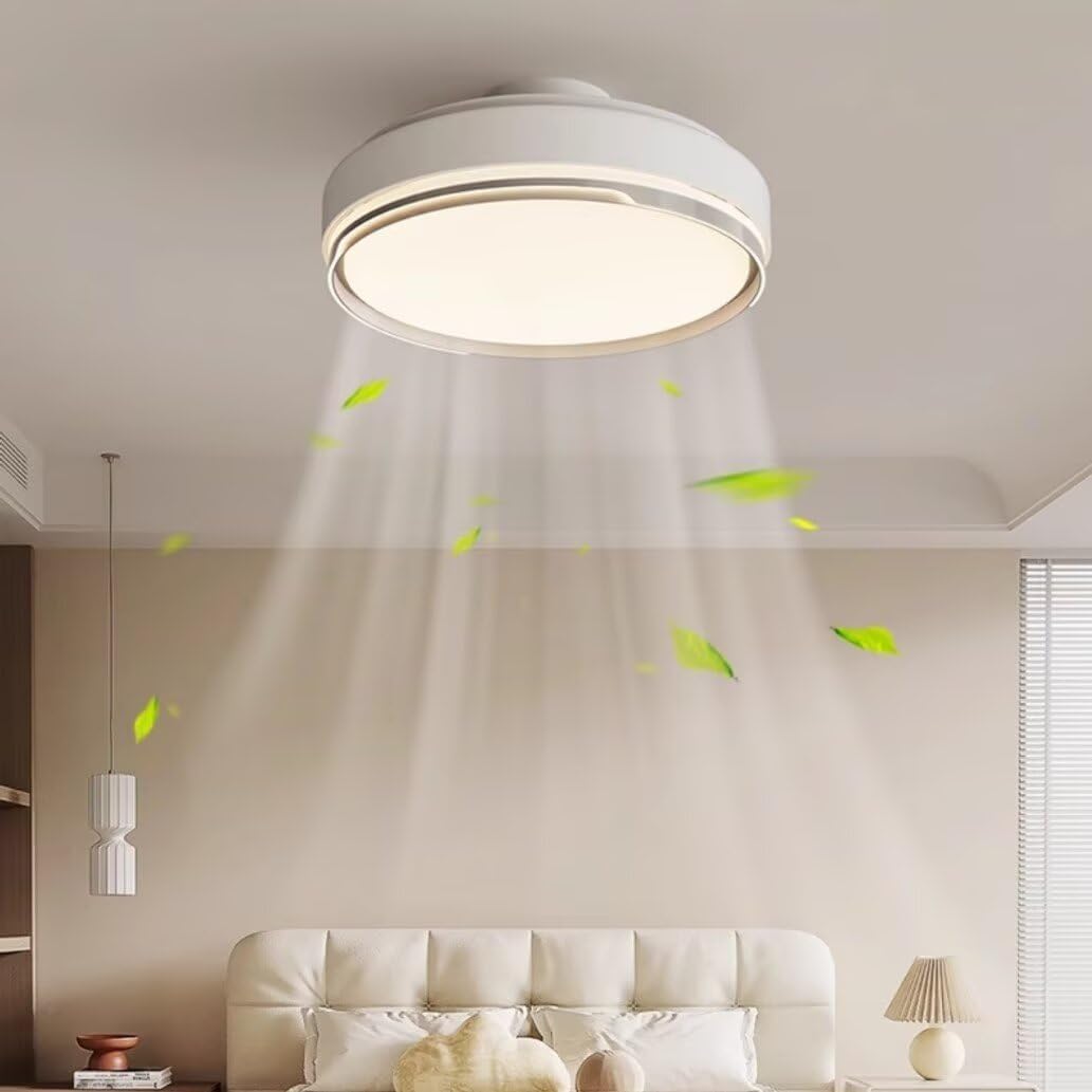 Silencioso Ventilador de Techo luz con Mando a distancia, Ventila Techo Sin Aspas con LED Moderno, 6 velocidades Reversibles, Smart Dimmable Ventilador Lámpara para Dormitorio Salón Bianco