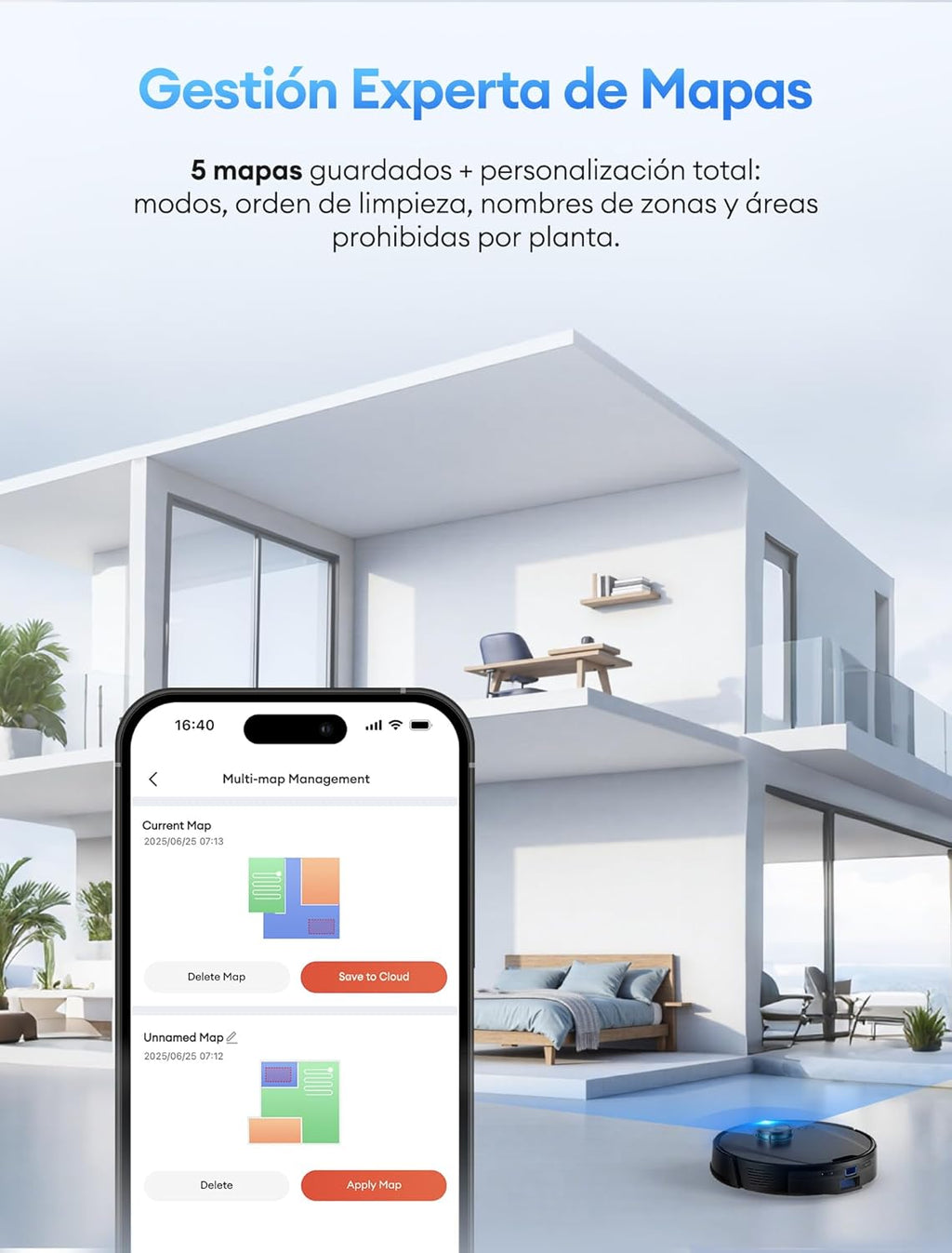 Ultenic T20 Pro Robot Aspirador Autovaciado, Evitación Mejorada, Sistema Dual Láser (Frontal + LDS) Evita Cables, Bajos, 8000Pa, 200m², Control por Voz y App, Alexa, Google Home