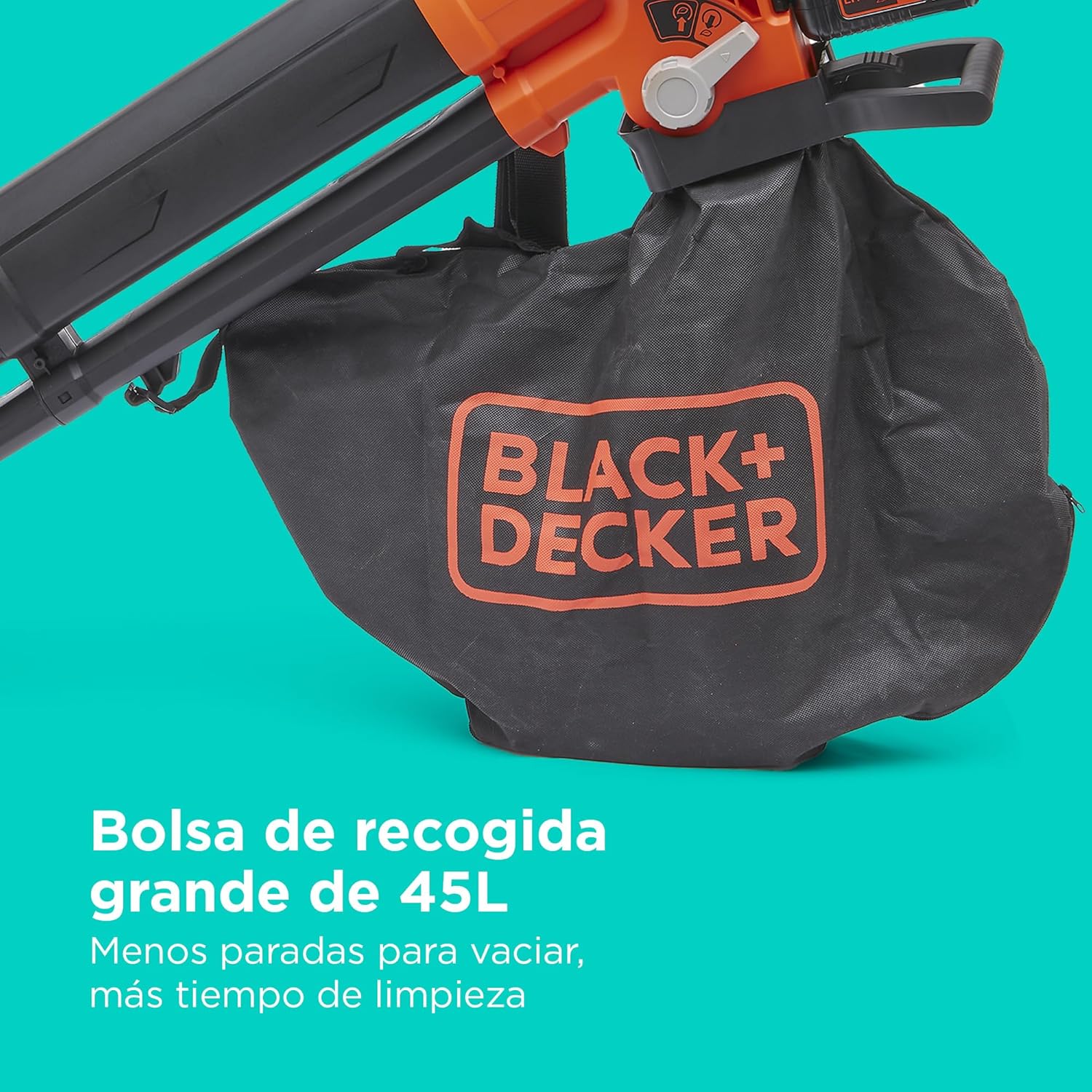 BLACK+DECKER Sopladora, aspiradora y trituradora de Hojas sin Cable de 36v, con Bolsa de recolección de 45L y batería de Litio de 2.5Ah, BCBLV3625L1-QW