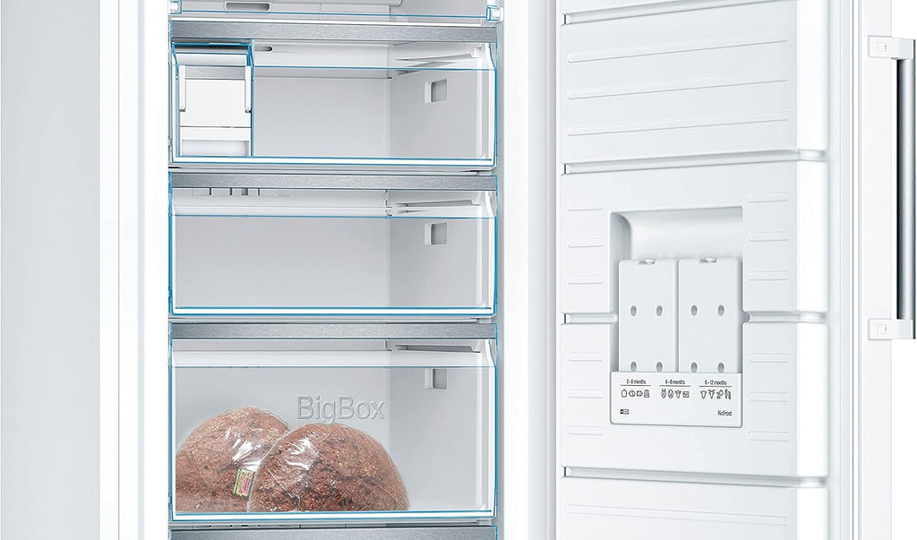 Bosch GSN51AWCV Serie 6 - Congelador independiente, 161 x 70 cm, 175 kWh por año, color blanco, 290 L, tamaño XXL, iluminación LED, VarioZone, NoFrost