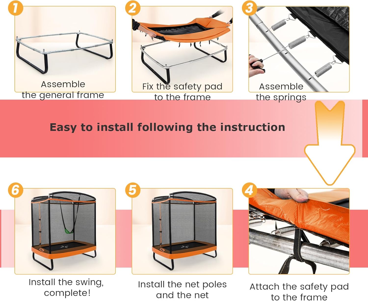 LIFEZEAL Trampolín con Columpio para Niños, Cama Elástica Infantil con Red Protectora de Malla & Puerta, Ideal para Interior y Exterior