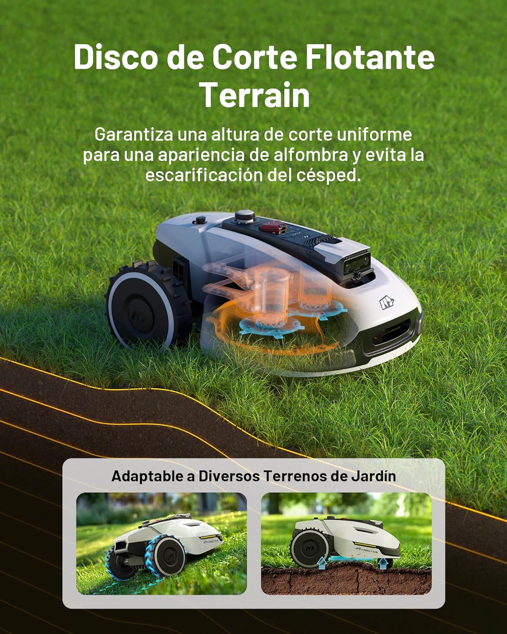 MAMMOTION YUKA 3000 Robot Cortacésped sin Cable Perimetral, NetRTK+Vision, sin Antena RTK, Mapeo Automático, Máx. 4000 m², Rec. 3000 m², con módulo 4G, Pendiente del 50%