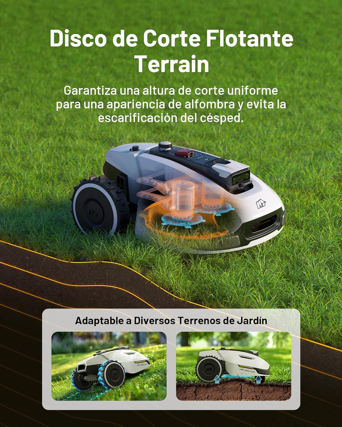 MAMMOTION YUKA 3000 Robot Cortacésped sin Cable Perimetral, NetRTK+Vision, sin Antena RTK, Mapeo Automático, Máx. 4000 m², Rec. 3000 m², con módulo 4G, Pendiente del 50%
