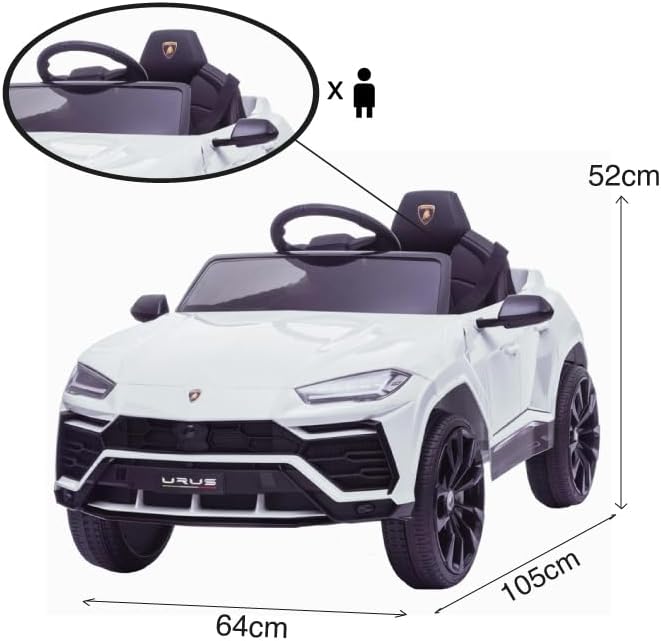 Coche eléctrico Infantil 12v Blanco Lamborghini Urus ATAA Cars con música MP3 Luces LED suspensión