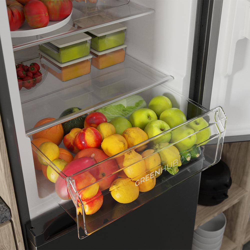 Cecotec Frigorífico Combi 2 Puertas con dispensador de agua Bolero CoolMarket Combi 296 DF WD Dark E. 296L, 60cm de ancho, Funciones FastCooling, FastFreezing y DeFrost, LED interior, Dark Inox