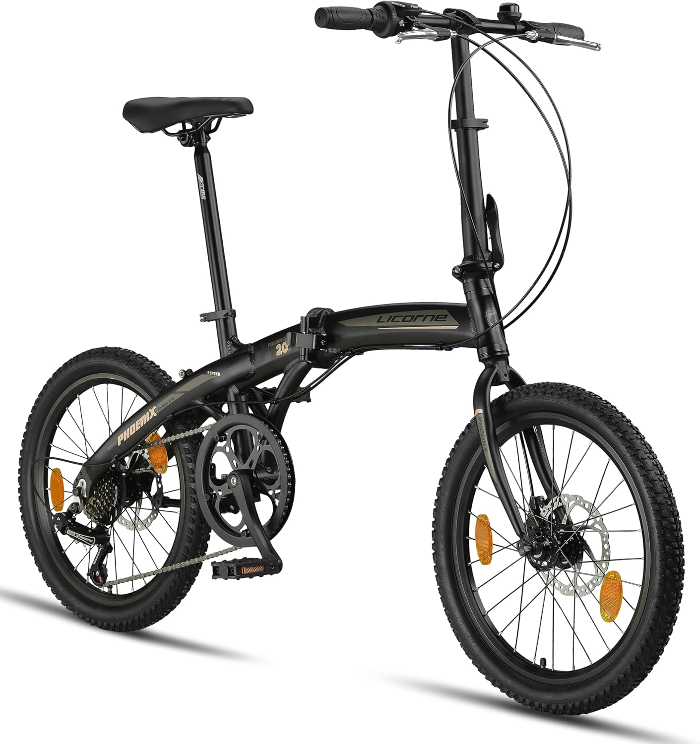 Licorne Bike Phoenix 2D Cross Bicicleta plegable de aluminio de 20 pulgadas, freno de disco, bicicleta plegable para hombre y mujer, 7 marchas, marco de aluminio