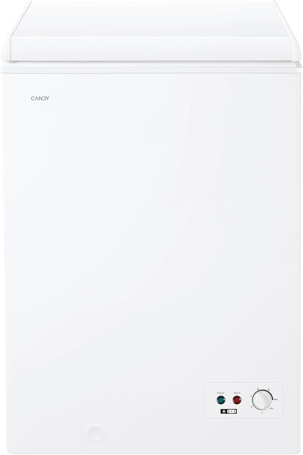 Candy CCHH 100E, Congelador Arcón Horizontal, Ancho 55CM, 97L, Tecnología Estática, 1 Cesto, Control Electrónico Externo, Indicador de Temperatura, Alarma Aumento de Temperatura, 39DB, Blanco