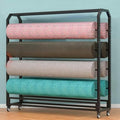 Estante de almacenamiento de rollo de tela textil, organizador móvil de acero resistente para papel tapiz y película multimedia, carrito de almacenamiento de vinilo comercial