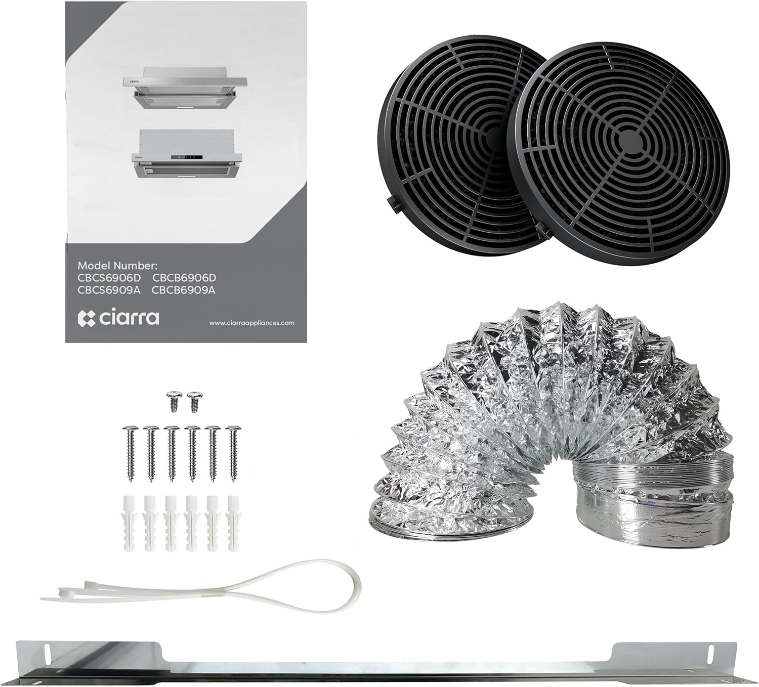 CIARRA CBCB6909A Campana Extractora Telescópica Negra Cocina 60 cm 600 m³ / h Clase A+ 3 Niveles Control Táctil Iluminación LED Filtro de Carbón CBCF055