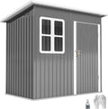 Outsunny Caseta de Jardín Exterior, 2,55 m² 221x133x190 cm, Cobertizo de Jardín Exterior Metálico con Ventana, Puerta con Cerradura y Ventilaciones, para Almacenamiento de Herramientas, Gris Oscuro