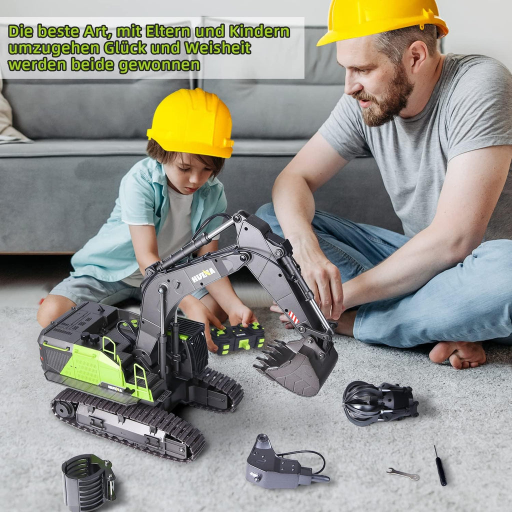 1:14 Excavadora Juguete Grande, 22 Canales Escavadoras Juguetes con todas las funciones, Excavadora Teledirigido RC +2 Baterías+3 Accesorios, Juguetes RC Pala, Gruas de Juguetes Niño 4 6 8 10 14+ Años