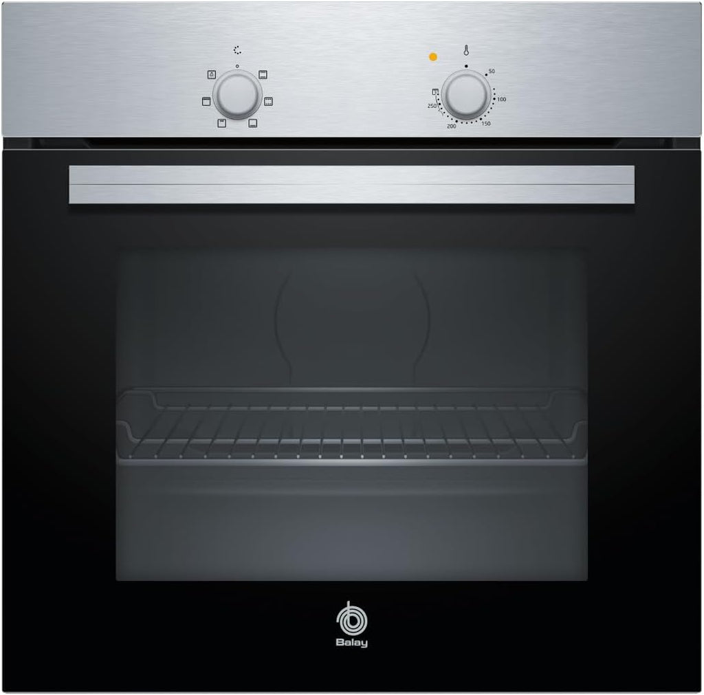 Balay - Horno, 60 cm, 5 funciones, control mecánico, negro, Acero inoxidable, 3HB1000X0