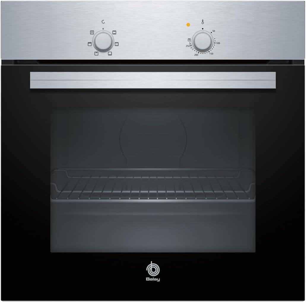 Balay - Horno, 60 cm, 5 funciones, control mecánico, negro, Acero inoxidable, 3HB1000X0