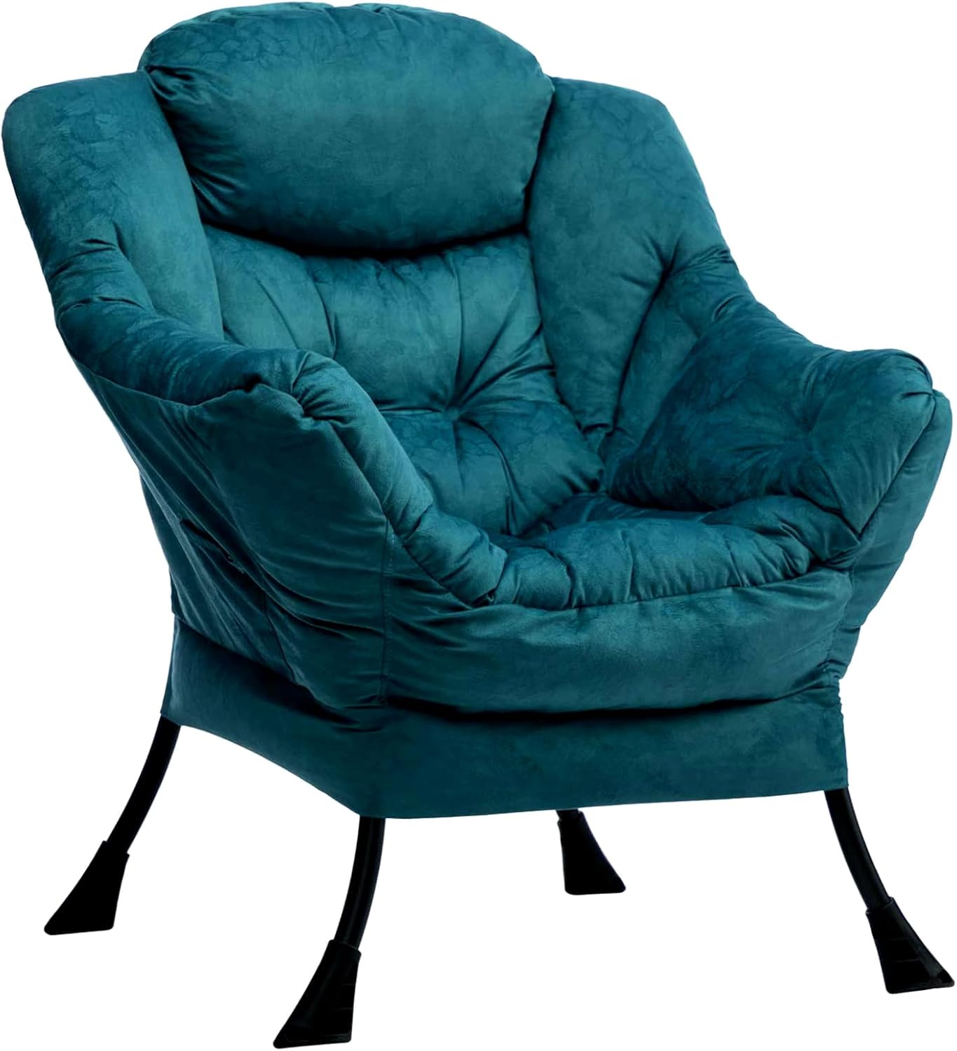 HollyHOME Poltrona, Relax Poltrona con Braccioli e Divano Pocket, Tessuto in Velluto, Leisure Sofa con Tessuto Moderno e Struttura in Acciaio, Blu Scuro