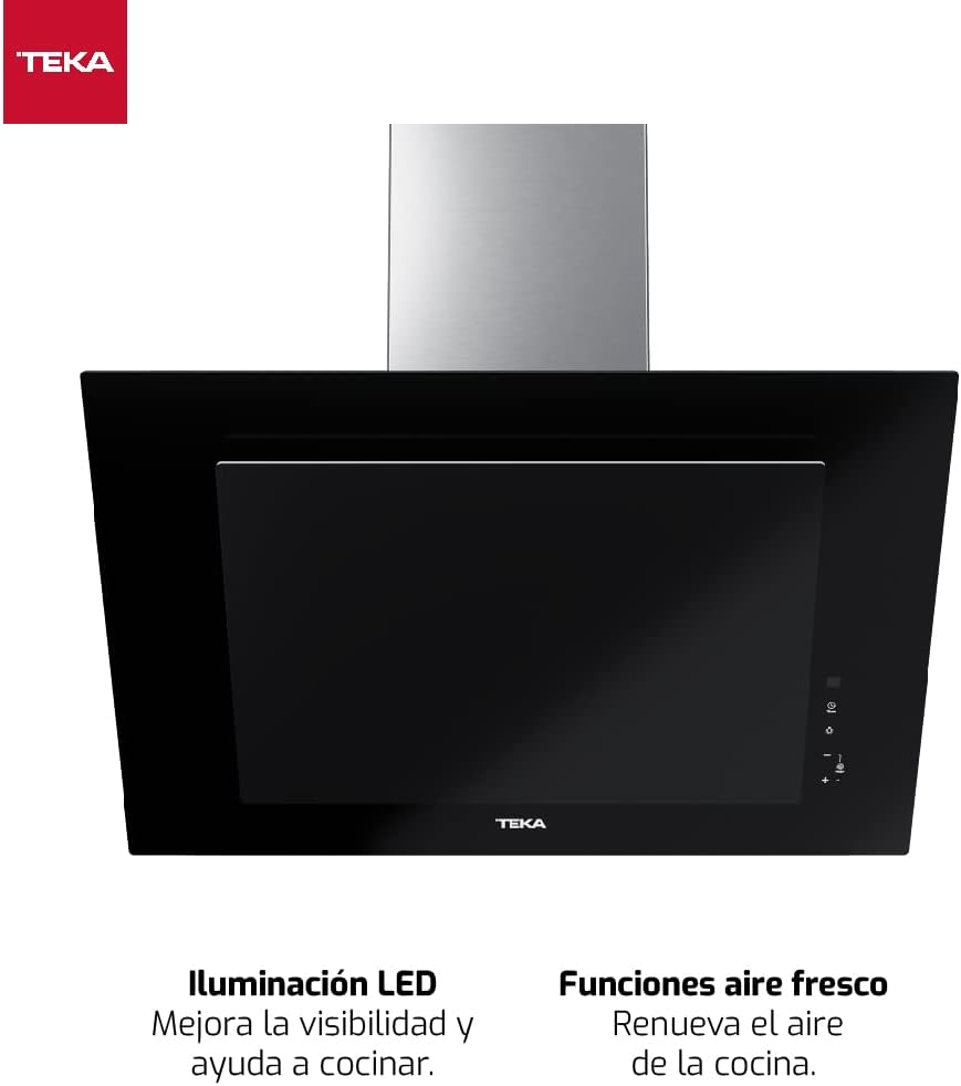 TEKA Campana Extractora de Pared 70 cm, Motor Doble EcoPower, Aspiración Perimetral, 3+1 Velocidades Fresh Air Aspiración 98m3 Ruido 61dB 2 LED DVT 78660 TBS