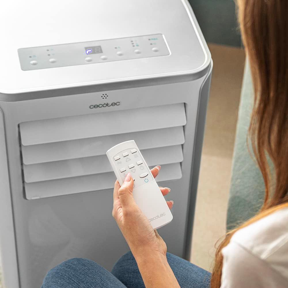 Cecotec Aire Acondicionado Portátil con Mando a Distancia ForceClima 9100. 9000 BTU, Bajo Consumo, Pantalla LED, 4 Modos, 2 Velocidades, Cobertura 20-25m2