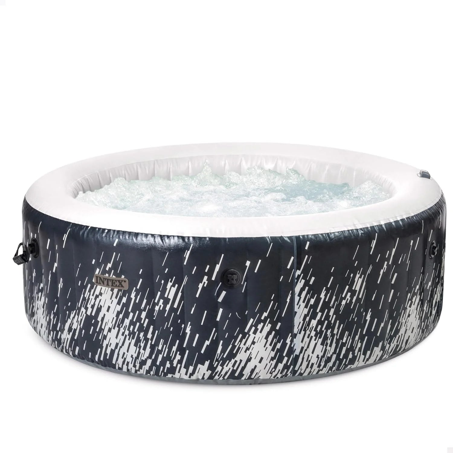 Intex Greywood Deluxe Circular Inflatable SPA, 4 People, Ø196x71, Heater, 140 Air Outlets, Wireless Control Panel App, Filter S2 Cleaner, Salt Chlorinator, Accessories Included (55100)