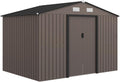 Outsunny Caseta de Jardín Exterior, 5 m² 277x195x192 cm, Cobertizo de Jardín Exterior Metálico con 2 Puertas Correderas, Base Refuerzo (Suelo NO Incluido) y 4 Ventanas, Marrón