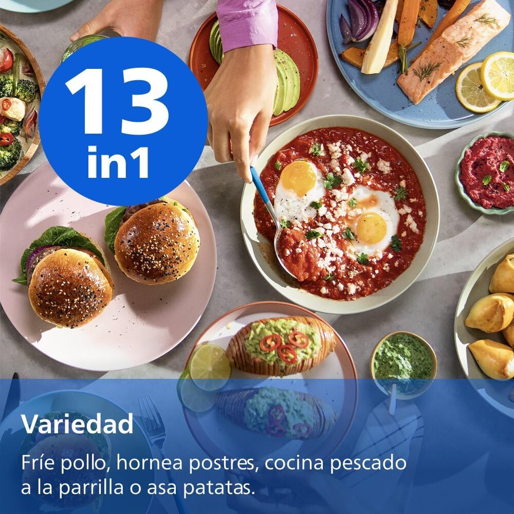 Philips Airfryer Series 4000 Double Vertical Basket 10L – RapidAir Technology, Sync, 2 Baskets at Once, 45% Less Space, PFAS Free Ceramic Coating, Viewing Windows (NA460/00)