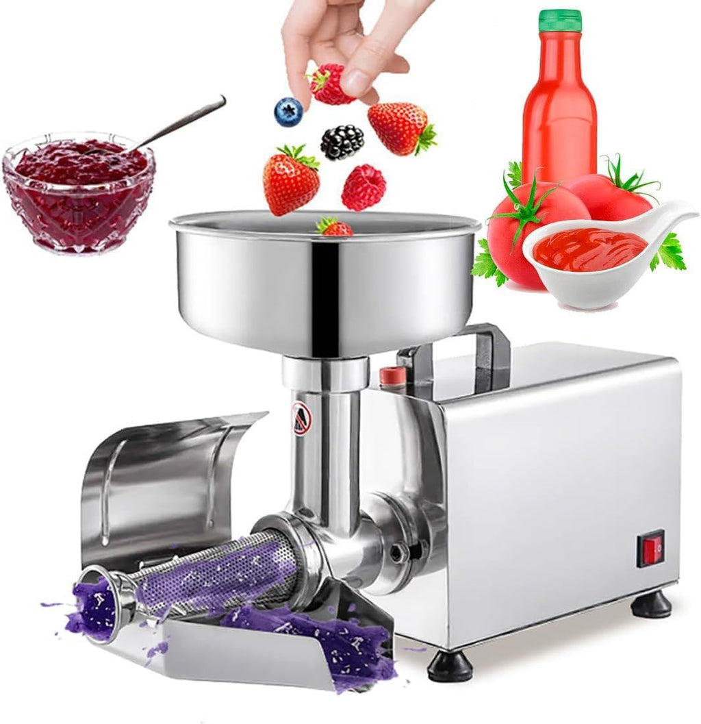 Fresadora de tomate comercial, alimentos de acero inoxidable de 450 W, máquina for hacer salsa prensada, máquina exprimidora de salsa de tomate for salsa de fresa y arándano