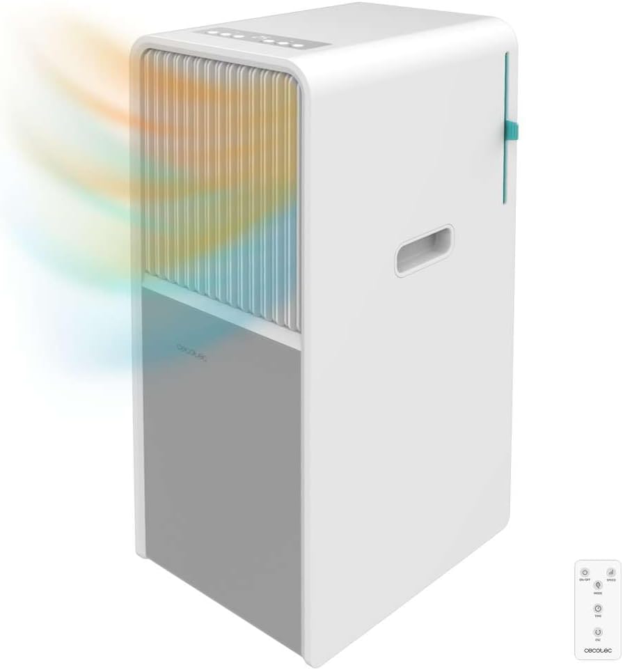 Cecotec Aire Acondicionado Portátil con Mando y Bomba de Calor ForceClima 9450 Style Heating, 9000 BTU, Táctil, Pantalla LED, 5 Modos, 2 Velocidades, Deshumidificador, Temporizador, 16 m², White