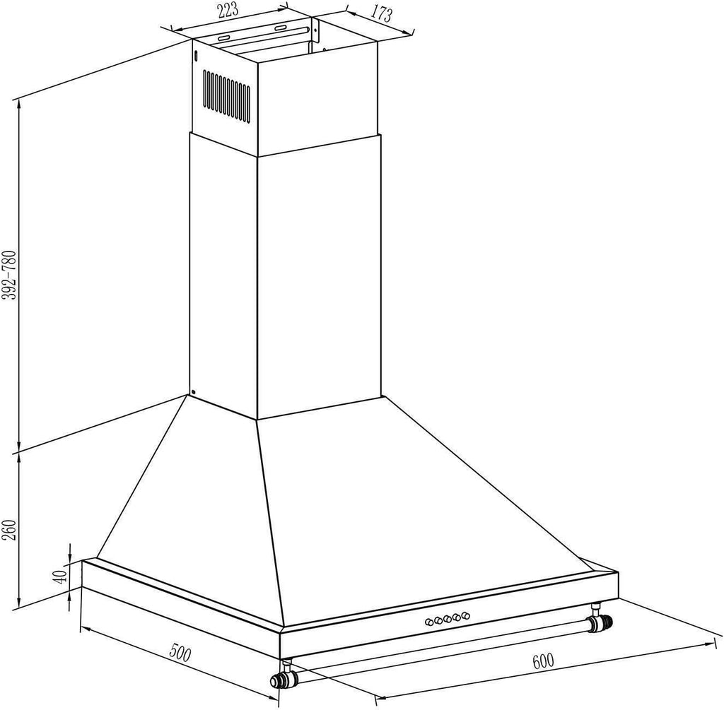 Klarstein Montblanc - Campana extractora 60 cm de pared cocina, 3 niveles, Extracción hasta 610 m³/h, Potencia 165W, Juego montaje incluido, Extractor con salida de aire, Filtro aluminio, LED, Blanco