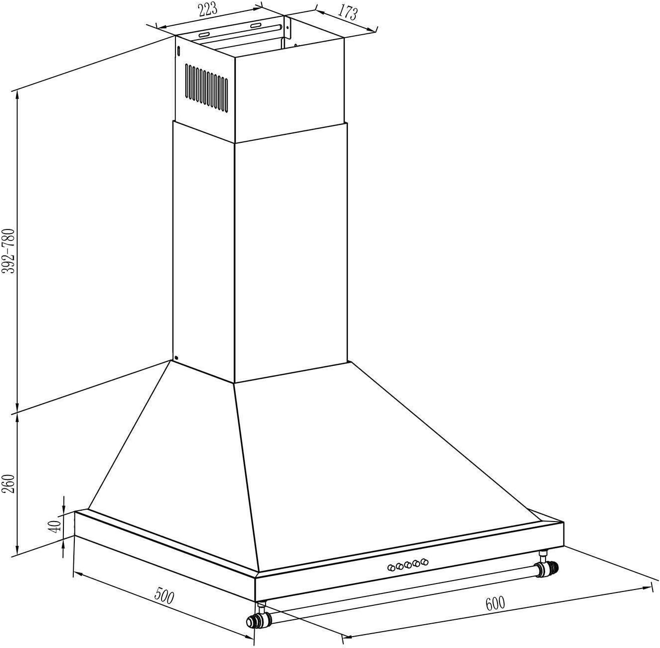 Klarstein Montblanc - Campana extractora 60 cm de pared cocina, 3 niveles, Extracción hasta 610 m³/h, Potencia 165W, Juego montaje incluido, Extractor con salida de aire, Filtro aluminio, LED, Blanco