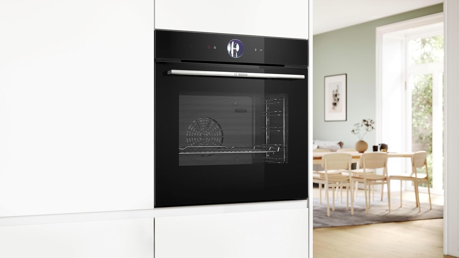 Bosch - Horno Multifunción con Vapor Añadido, 60 cm, Serie 8, Electrónica TFT TouchControl Plus, AirFry, Home Connect, Negro, HRG7361B1
