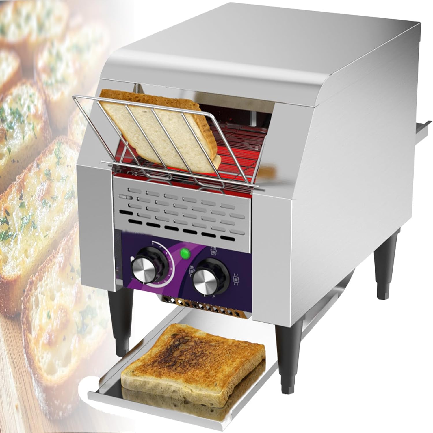 Tostadora Comercial, 150/300/450 Rebanadas de Pan Tostado por Hora, con TransmisióN por Cadena de Calentamiento, Resistente, para Mostrador Small