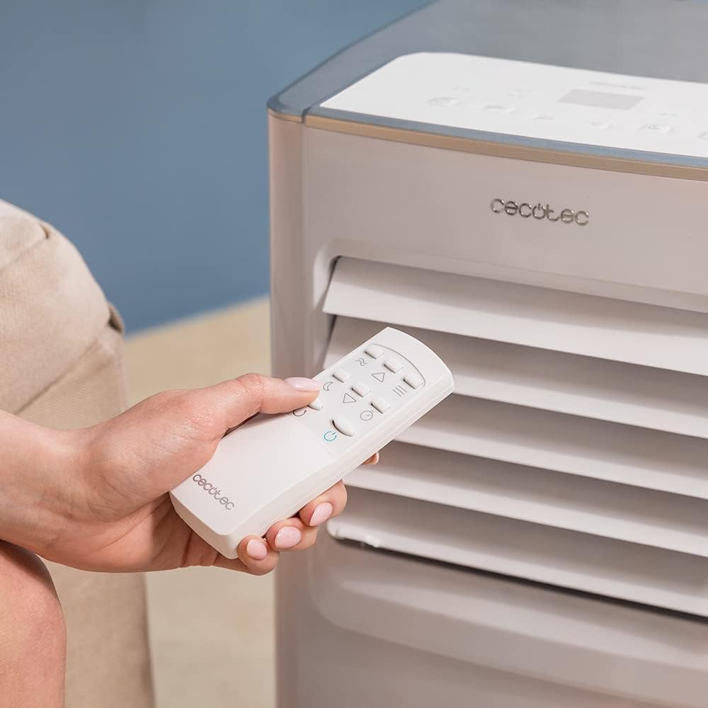 Cecotec Aire Acondicionado Portátil con Mando a Distancia ForceClima 7100. 7000 BTU, Bajo Consumo, Pantalla LED, 4 Modos, 2 Velocidades, Cobertura 15-20m2
