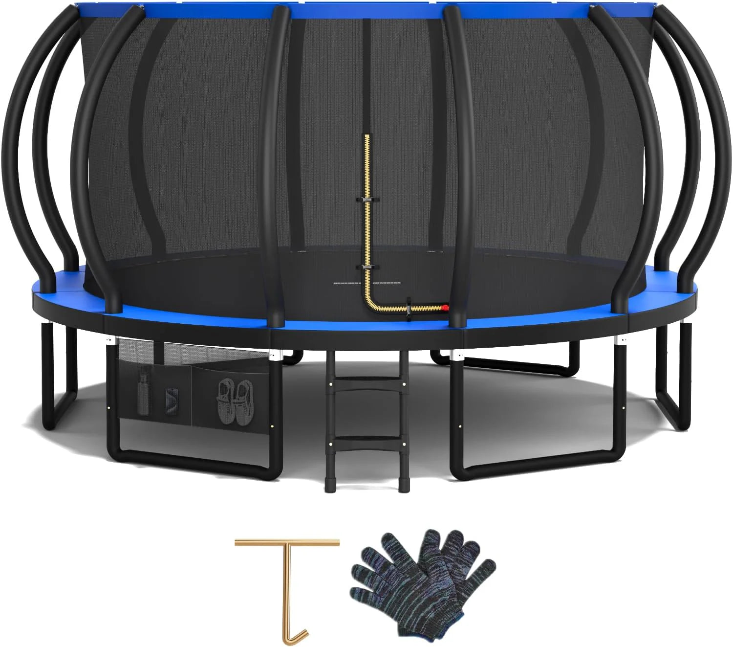 Devoko Cama Elástica Exterior para Niños Ø 228/305/366/427 cm, Trampolín Exterior de Jardín Calabaza Certificado GS con Red Seguridad, Escalera, Capacidad 150 kg