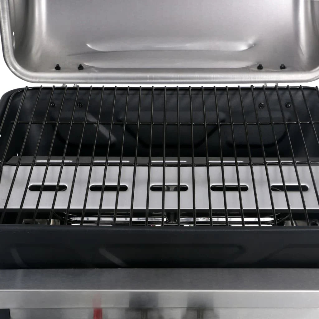 Barbacoa Portátil De Gas Con Mesita 3 Estantes Negro Y Plateado Vidaxl