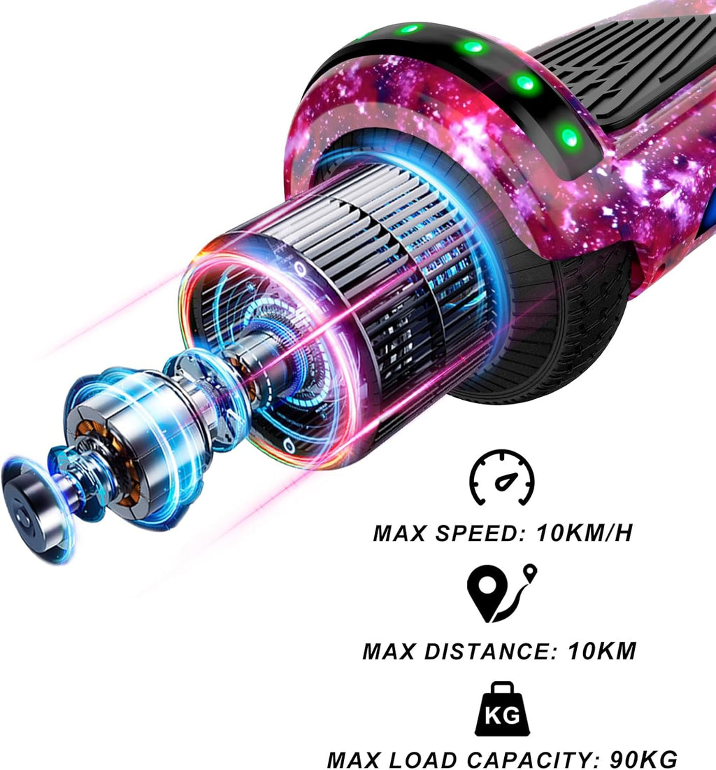 Hoverboard con asiento, tabla flotante autoequilibrada de 6,5" con altavoces Bluetooth y luces LED para niños y adultos
