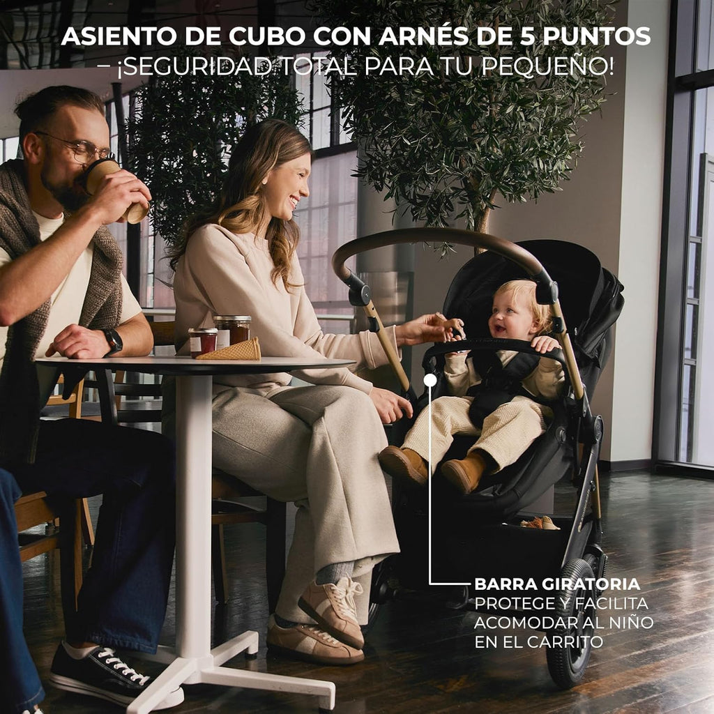 Kinderkraft MOOV XL 3 en 1, Carrito bebé hasta 27 kg, Carro, Con Asiento I-SIZE 40-75 cm, Plegable, Amortiguación, Convertible, Capazo XL, Con accesorios, Gris Claro