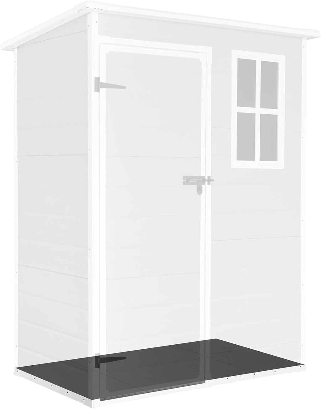 Wasabi - Caseta de Resina Jardín Unit 1.4 – Ventana Luz Natural - Suelo Incluido - Paneles 12mm de Espesor - Gris Blanco - Cobertizo PVC Almacenaje Exterior - 1,37m2 - Techo Plano
