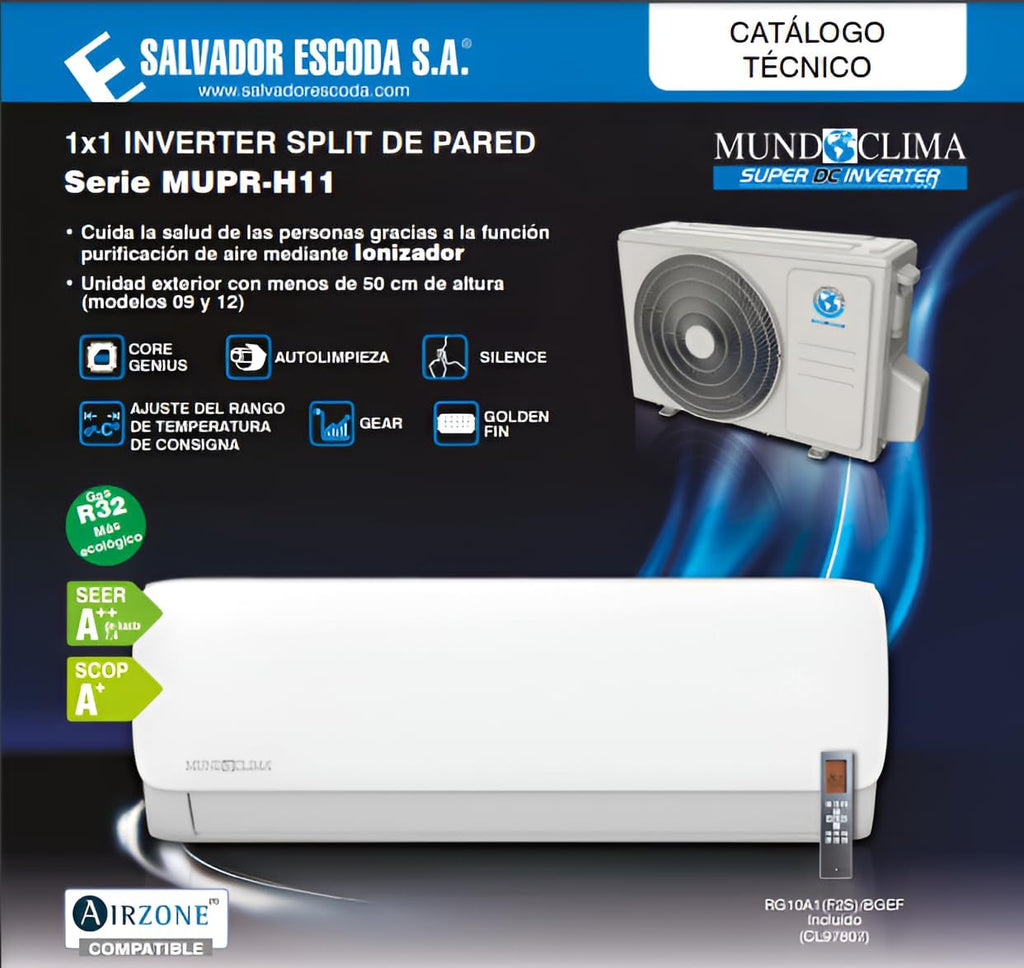 EFIMARKET - MUNDOCLIMA MUPR-12-H11 - Aire Acondicionado 3500W