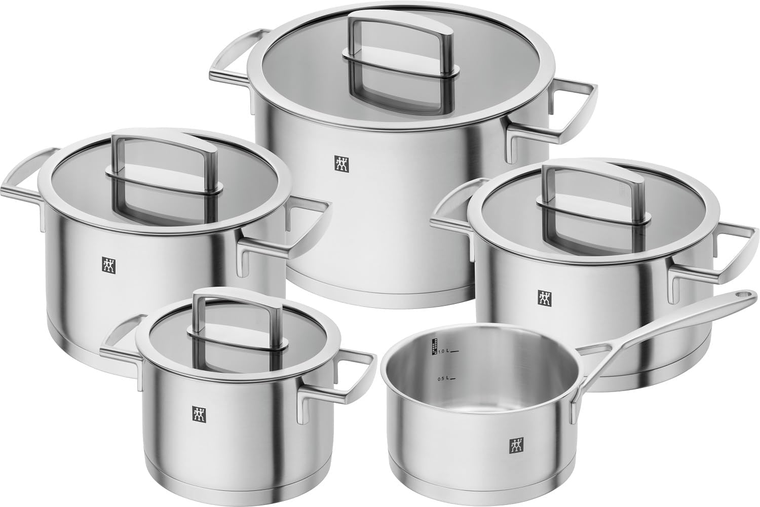 ZWILLING Kochtopf-Set, 5-tlg., 4 Deckel, Induktionsgeeignet, Edelstahl, Vitality