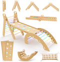 9en1 Montessori triangulo pikler Grande de 1 a 7+ años, 5 ángulos Ajustables, Parque Infantil Exterior y Interior en Madera para la Escalada con Arco pikler y rampa Pickler para niños