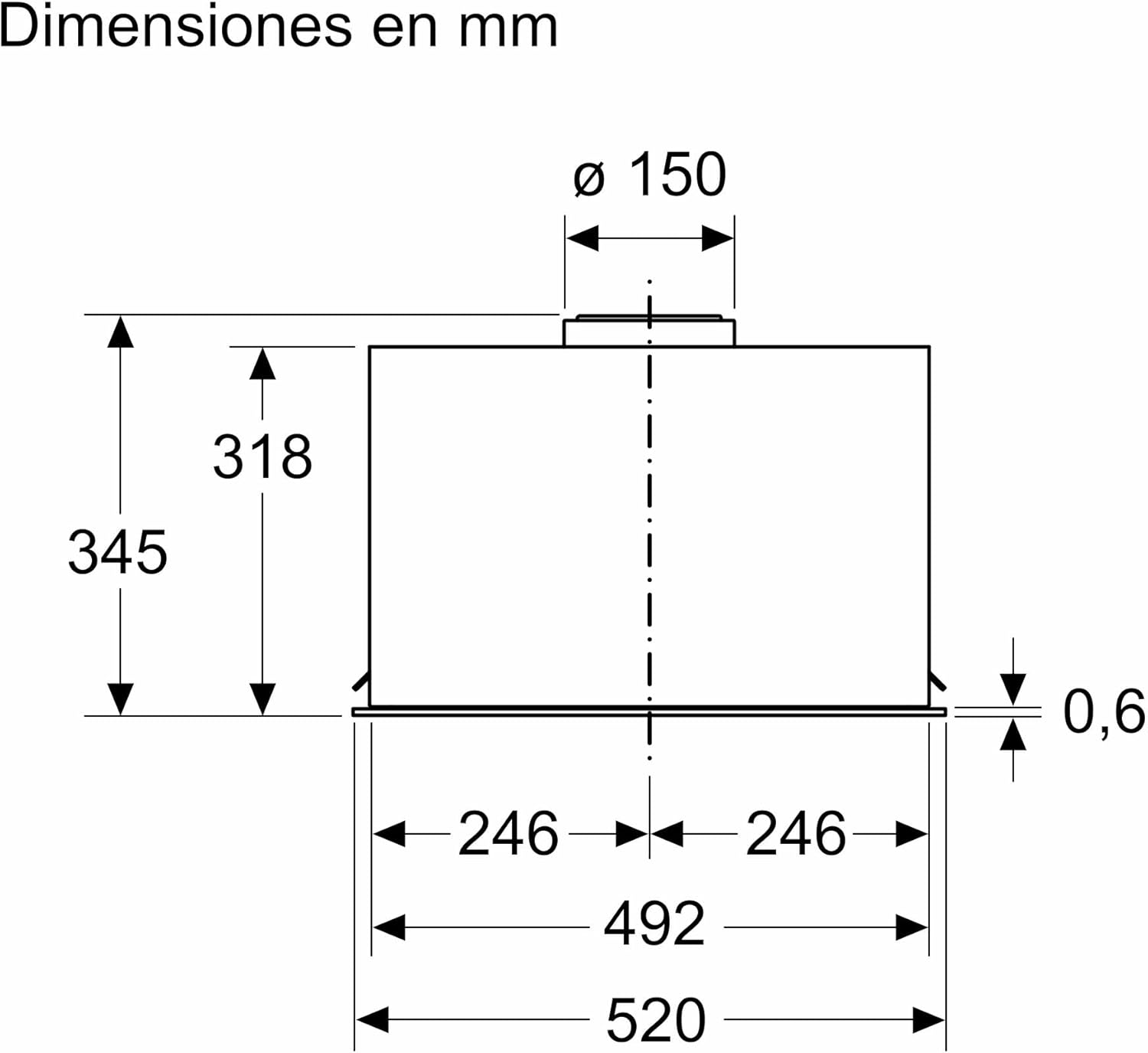 Bosch - Módulo de Integración, Serie 6, 52 cm de ancho, Iluminación LED, acero inoxidable, DLN78PC60