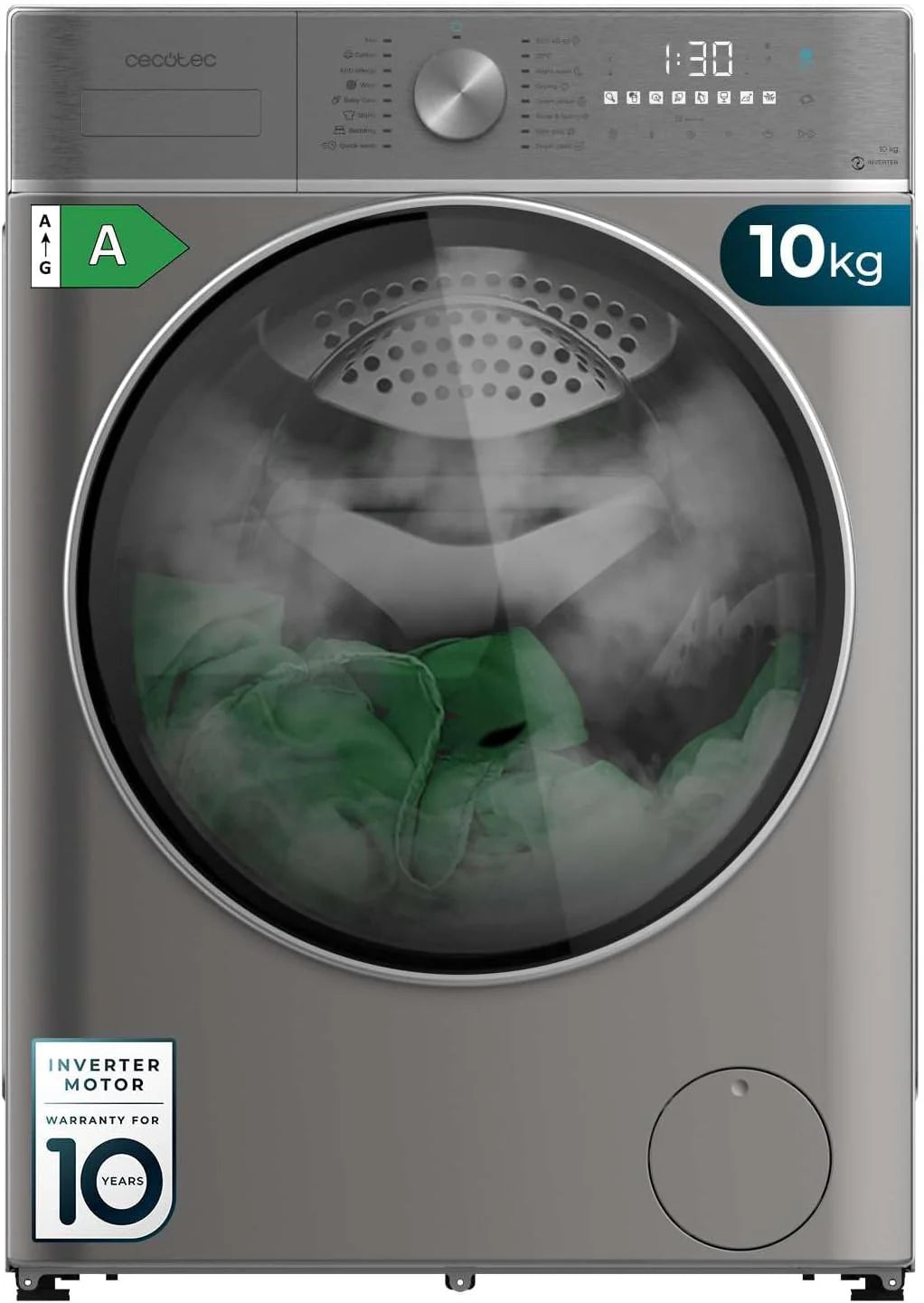Cecotec Washing Machine Dryer 8-5 kg Front Load Bolero Wash&Dry 8580 Inverter A. 1400RPM, 16 Programs, Inverter Plus Motor, SteamMax, OnSmart, Fuzzy Logic, SpaCare and Load Detector