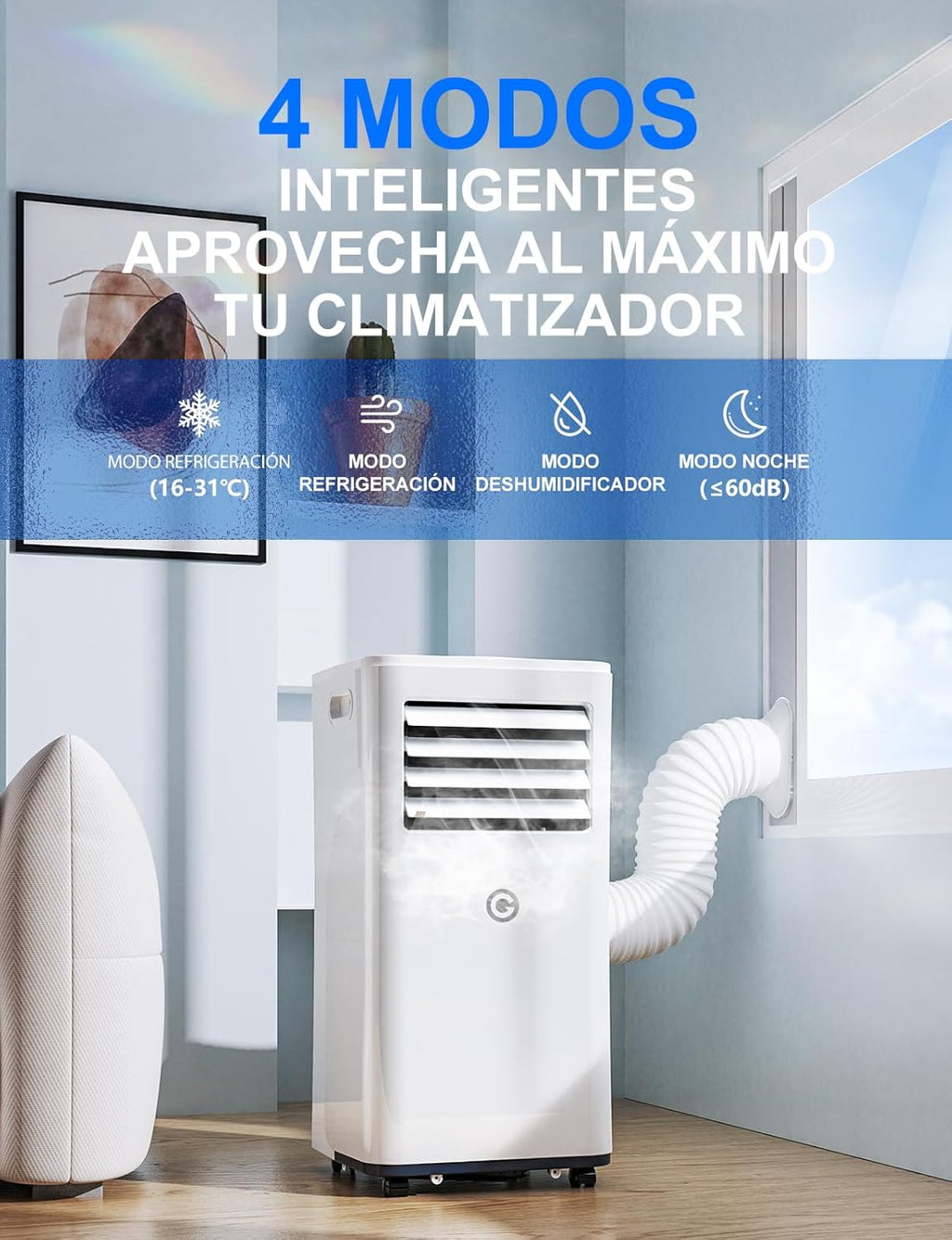 Aire Acondicionado Portátil 9000 BTU, 4 en 1