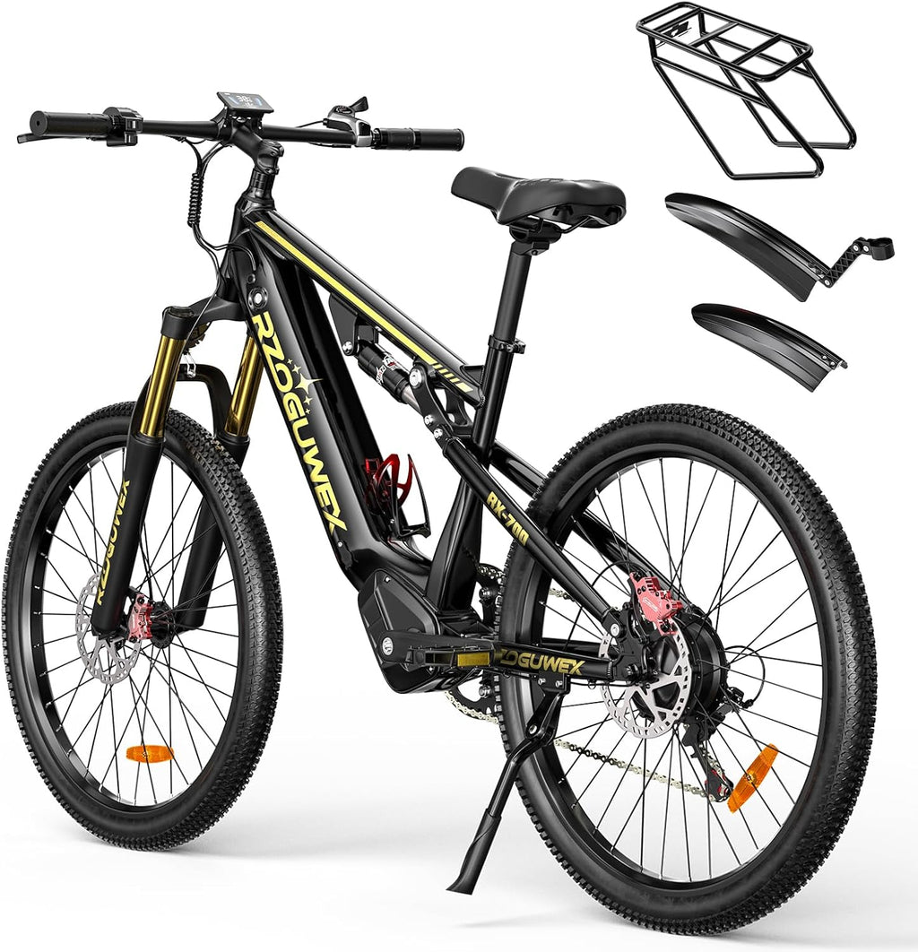 Bicicleta eléctrica todoterreno de 26 pulgadas y 70 NM para adultos con batería de iones de litio desmontable de 48 V 17.5 AH, 7 velocidades con amortiguadores dobles y freno de disco