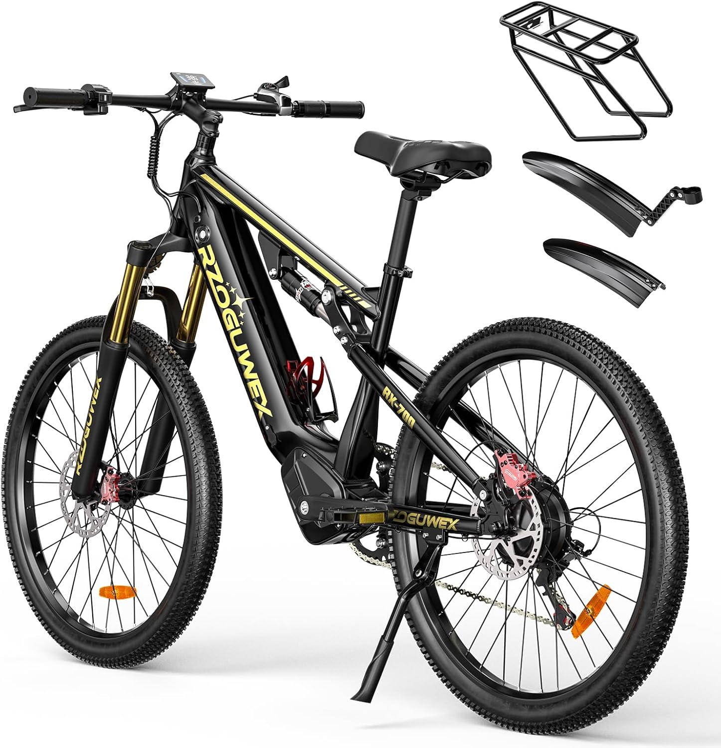 Bicicleta eléctrica todoterreno de 26 pulgadas y 70 NM para adultos con batería de iones de litio desmontable de 48 V 17.5 AH, 7 velocidades con amortiguadores dobles y freno de disco